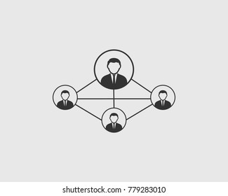 Social Connection or network Icon. Number of man connected with each others. 