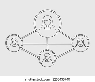 Social Connection or network line Icon on gray background