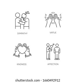 Social connection pixel perfect linear icons set. Interpersonal relationship, friendship customizable thin line contour symbols. Isolated vector outline illustrations. Editable stroke