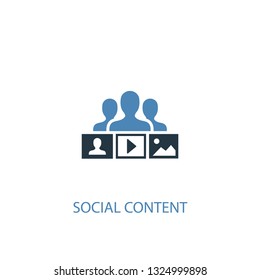 social content concept 2 colored icon. Simple blue element illustration. social content concept symbol design. Can be used for web and mobile UI/UX