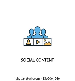 social content concept 2 colored line icon. Simple yellow and blue element illustration. social content concept outline symbol design