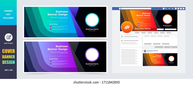 Social Cover Banner Template Colorful Modern Banner design element, trendy gradient colors design for your business & shop