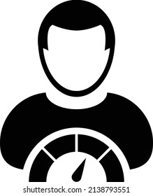 Social credit score icon scoring meter vector male user person profile avatar symbol for in a glyph pictogram illustration