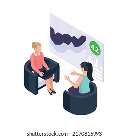 Social credit score system isometric composition with human characters rating pictograms and profile vector illustration