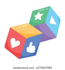 Social cubes with feedback responses, flat style sticker 