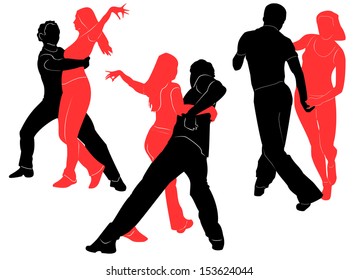 Social dancing. Vector silhouettes for your design