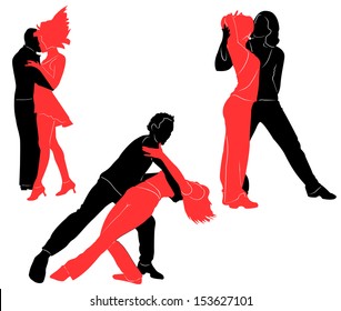 Social dancing. Vector silhouettes for your design