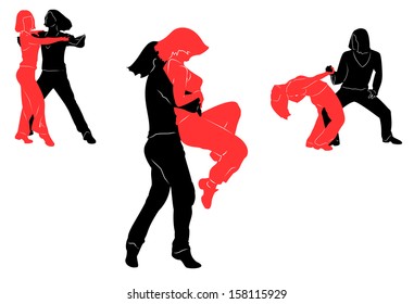 Social dancing. Vector silhouettes for your design 