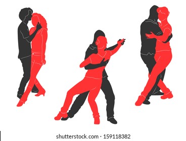 Social dancing. Vector silhouettes for your design