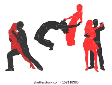 Social dancing. Vector silhouettes for your design