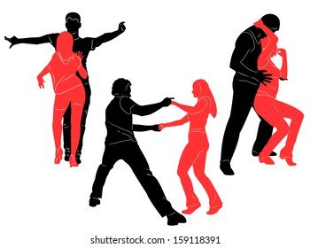 Social dancing. Vector silhouettes for your design
