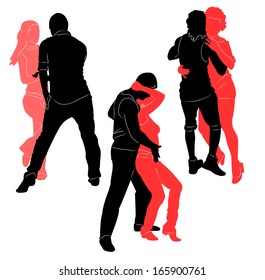 Social dancing. Vector silhouettes for your design