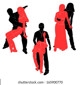 Social dancing. Vector silhouettes for your design