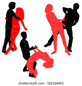 Social dancing. Vector silhouettes for your design