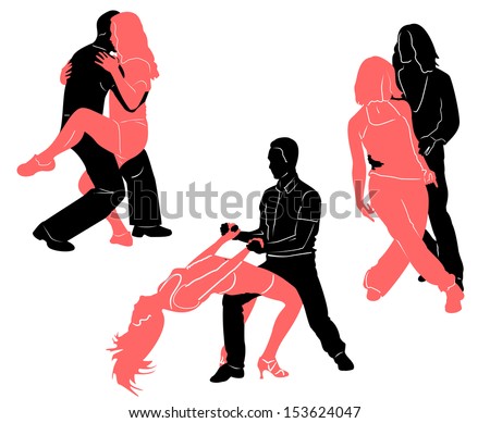 Social dancing. Vector silhouettes for your design