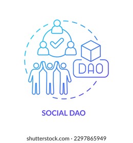 Social DAO blue gradient concept icon. Community. Decentralized autonomous organizations type abstract idea thin line illustration. Isolated outline drawing. Myriad Pro-Bold font used