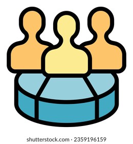 Symbol für Sozialdaten, Umriss-Vektorgrafik. Teamkunde. Wachstumsbevölkerungsfarbe