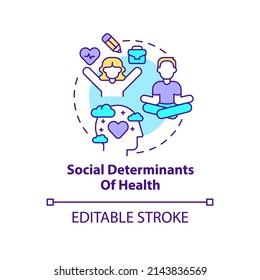 Social determinants of health concept icon. Medicine macro trends abstract idea thin line illustration. Isolated outline drawing. Editable stroke. Arial, Myriad Pro-Bold fonts used