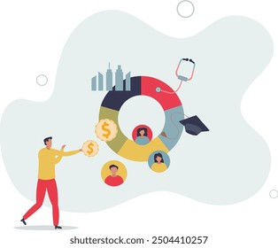 Social determinants of health and medical wellness .Factors that affects life expectancy, healthcare and life quality .flat design with people.