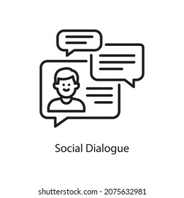 Social Dialogue vector Outline Icon Design illustration. Social Media Symbol on White background EPS 10 File