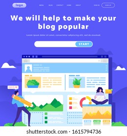Social and digital marketing, online dashboard, traffic charts. Vector web site design template. Landing page website concept illustration.