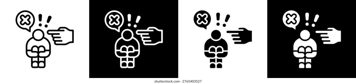 Social Discrimination Icon In White And Black Filled Style Collection Set Vector Illustration