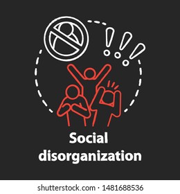 Social disorganization chalk concept icon. Behavioral problems idea. Crimes against humanity, discrimination. Social conflicts & bullying. Vector isolated chalkboard illustration