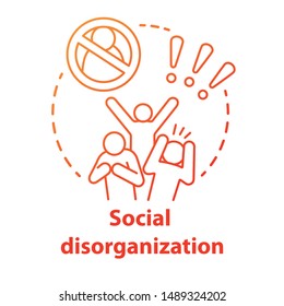 Social disorganization concept icon. Behavioral problems thin line illustration. Crimes against humanity, discrimination. Social conflicts & bullying. Vector isolated outline drawing