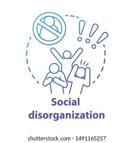 Social disorganization concept icon. Behavioral problems thin line illustration. Crimes against humanity, discrimination. Social conflicts & bullying. Vector isolated outline drawin