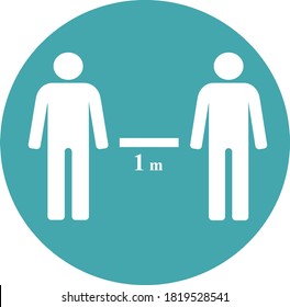 Social distance 1 meter icon. Plan work so that employees can keep a distance to each other.  Virus Pandemic Protection Concept. Covid-19 Pandemic. 