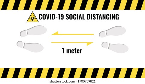 Social Distance 1 meter for prevention of spreading the infection in Covid-19 Outbreak. Vector illustration of 2 people icon with 1 meter distance concept and stop spreading coronavirus pandemic