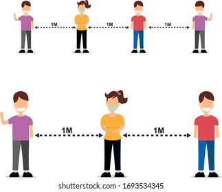 Social Distance 1m Vector Illustration Design
