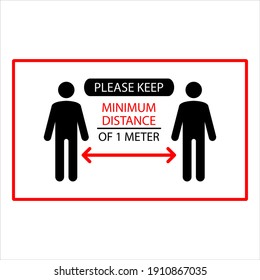 Social Distance Banner Please Keep Minimum Distance of One Meter Vector