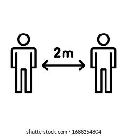 Social distance. Distance between people 2 meters apart. Line vector. Isolate on white background.