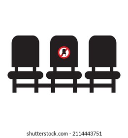 Social distance between the seats. The distance between the seats in the bus