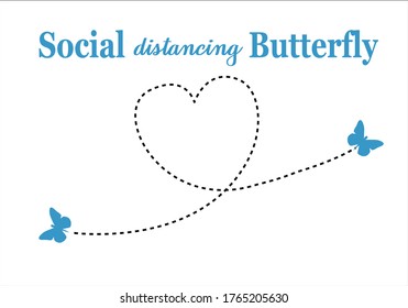 social distance butterfly hand drawn