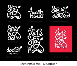 Social distance calligraphy logo collection
Coronavirus, covid-19 prevention icons