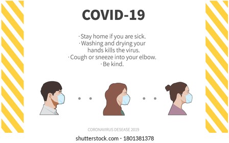 Social Distance Campaign Illustration for Corona Virus Prevention