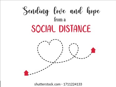 social distance card with heart route  fashion style stationary,mug social media,banner,wallart,corona,covid-19,positive ,motivational quote