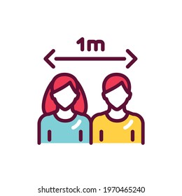 Social distance color line icon. Isolated vector element. Outline pictogram for web page, mobile app, promo