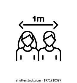 Social distance color line icon. Isolated vector element. Outline pictogram for web page, mobile app, promo