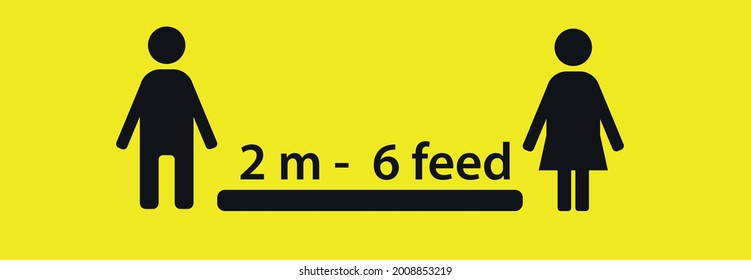 social distance concept. 2 meter rule. 6 feed rule. vector design EPS 10.
