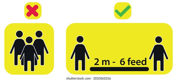 social distance concept. 2 meter rule. 6 feed rule. vector design EPS 10.