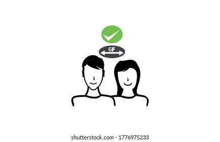 social distance concept character design. Safety disease advice. Recommended during a coronavirus pandemic. Precautions against bacteria flat style, safe and protect symbol illustration 