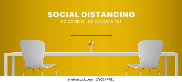 Concepto de distancia social. mantener el espacio entre cada silla separarse para el distanciamiento social, aumentando el espacio físico entre las personas para evitar la propagación de la enfermedad durante la transmisión de COVID-19