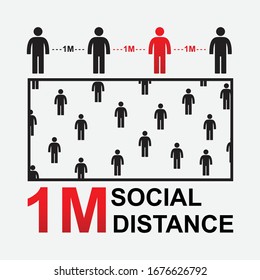 Social distance concept,keep the 1 meter distance,coronavirus disease (COVID-19) advice for the public.