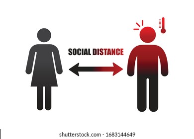 Concepto de distancia social, mantener el 1 metro de distancia, enfermedad del coronavirus (COVID-19) consejo para el público.