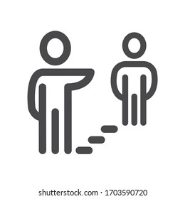 Social distance dark colored vector line icon