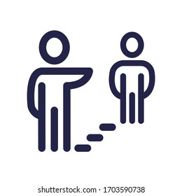 Symbol für die dunkle Vektorillustration in sozialer Entfernung