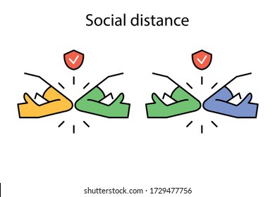 Social distance and dont shake hand icon